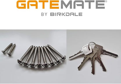 GateMate Long Throw Gate Lock, Euro Profile Keyed Both Sides Gate Lock for Sheds, Gates & Garage Doors, 316 Stainless Steel, for Wooden Gates & Doors Up to 2” Thick (50mm), Black, 5 Keys
