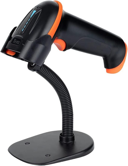 Tera Barcode Scanner Wireless 1D Laser Cordless Barcode Reader with Battery Level Indicator, Versatile 2 in 1 2.4Ghz Wireless and USB 2.0 Wired with Stand Model 5100-Z