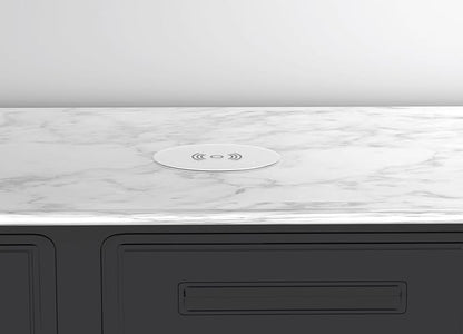 MAZZGOFOR Pop up Outlet - 4-inch Hole,4-AC Outlet,20W USB C,15W Wireless Charging,2-USB Port,Desktop Recessed Grommet Power Outlet for Kitchen Island Countertop,6 ft Cable,White