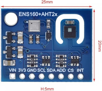 DONGKER ENS160+AHT21 Temperature Humidity Module,High Precision CO2 Air Quality Module for Detection Equipment Humidity Control