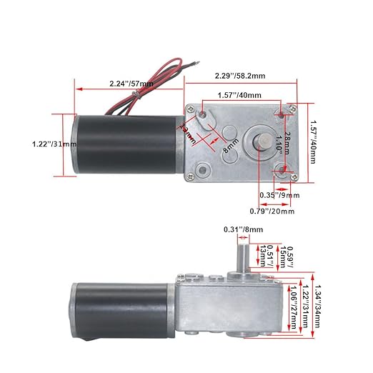 BRINGSMART A58SW31ZY Mini Turbine Geared Motor 24V 16rpm DC Worm Gear Motor Self-Locking Reversed for DIY Robot Rotating Table Door Lock Curtain Machine (24V 16rpm)