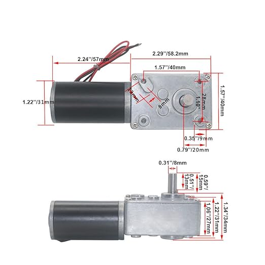 BRINGSMART A58SW31ZY 12V DC Worm Gear Motor Self-Locking Reversed Mini Turbine Geared Motor for DIY Robot Rotating Table Door Lock Curtain Machine (12V 260rpm)