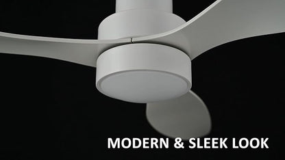 SMAAIR 52 Inch Ceiling Fan with Light and Remote Control, Flush Mount Ceiling Fans with Lights, Reversible, Noiseless DC Motors, Dimmable, Indoor Ceiling Fan for Bedroom, Living Room, White