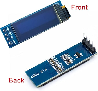 Hosyond 5 Pcs 0.91 Inch I2C OLED Display Module IIC OLED Screen DC 3.3V~5V Compatible with Arduino Raspberry PI (White Display Color)