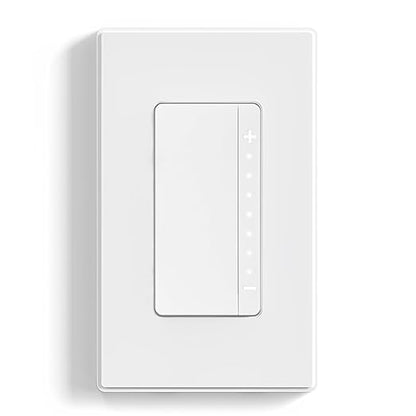 ELEGRP Dimmer Switch, Digital Dimmer Light Switch for LED Lights 150W, INC/HAL 450W, Single Pole LED Dimmer Switch, Needs Neutral Wire, Wall Plate Included, UL Listed, 1 Pack, Matte White