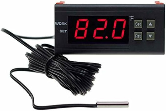 bayite DC 12V Fahrenheit Digital Temperature Controller 10A 1 Relay with NTC 10K Sensor