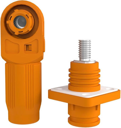 1 Set Battery Energy Storage Connector, Quick Plug Terminal High Current Connectors Right Angle Plug and Socket IP67 Waterproof Power Connector Stud Wiring Method 200A 50mm² (200A, Orange)