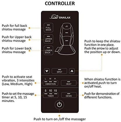 Snailax Shiatsu Massage Cushion with Heat Massage Chair Pad Kneading Back Massager for Pain Relief Deep Tissue 3D Roller Travel Up/Down to Relax Tense Muscle, Office Home Use