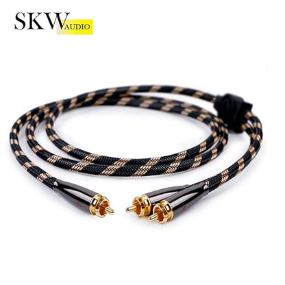 SKW RCA Y Splitter Cable 1 Male to 2 Male Subwoofer Cord, BG Series Ultra-high Purity Copper RCA Y Cable with OD 7.0mm, Multiple Shield Stereo Audio Cable for Subwoofer, Home Theater 4.9ft (1.5M)