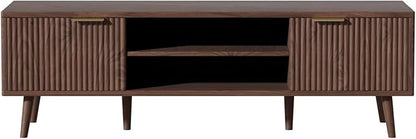 SHGJ&SOFT Storable TV Stand 65 Inch,Mid Century Modern TV Console Two Cabinet Doors with Open Partition in The Middleby by Wooden for Living Room,Bedroom. (Brown, 1PC)