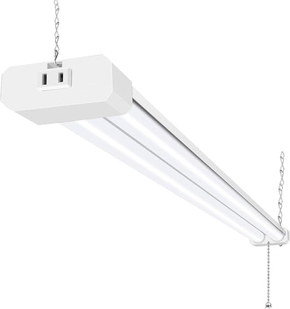 hykolity 1 Pack 4FT Linkable LED Shop Light for Garage, 6500lm, 4FT 60W Utility Light Fixture, 5000K Daylight LED Workbench Light with Plug, Hanging or Surface Mount, White - ETL