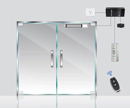 Door Access Control System 1200lbs Magnetic Lock Kit with ZL Bracket 4 Remote Controls Stainless Steel Exit Button