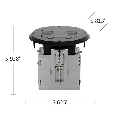 RACO 6239BK Floor Kit with Recessed Duplex 15A TR Device and Adjustable Steel Box, 1-Gang, Black