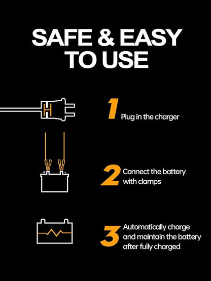 12v Smart Car Battery Charger, 5Amp Fully-Automatic Trickle Charger, Battery Desulfator with Auto Repair, 12 Volt Battery Maintainer, Winter Mode, Suitable for AGM, Deep Cycle, Lawn Mower, RV