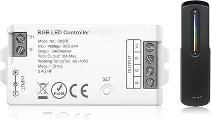 2.4GHz RF RGB LED Strip Controller Remote Kit, Wireless Remote & Tuya Controller Dimmer with Group Control Adjust Brightness/Color Touch Slide for PWM 4Pin COB LED Strip Light DC5V DC12V DC24V