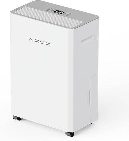 AIRVIP 34 Pints Dehumidifiers for Home with 6.56ft Drain Hose, 2441 Sq.Ft Quite & Energy Efficient Dehumidifier for Basement Bedroom Bathroom with Auto Shut Off,2.5 L Water Tank,Smart Humidity Control