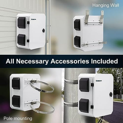 Outdoor Electrical Box, Cold-Rolled Steel Plate, Aluminum Alloy Back Beam, One-Piece Ventilation Design, IP65 Waterproof, Wall/Pole Mounted (17.7" x 13.8" x 7.9")
