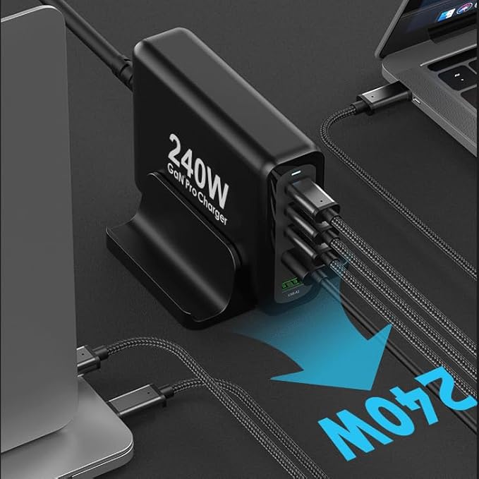 240W USB C Charger, GaN Tech 5-Ports PD 100W PPS45W QC3.0 30W Super Fast Charging Station for MacBook Pro iPad iPhone 15 14 Samsung S23 S22 Pixel and More