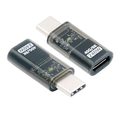chenyang USB C Connector USB4 Type C 240W Power 40Gbps Data 8K Video Extension Connector Adapter Transparent with LED