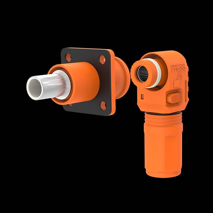 1 Set Battery Energy Storage Connector, 150A 35mm² High Current Connectors Quick Plug Terminal Orange Right Angle Plug and Socket IP67 Waterproof Power Adapter Crimping Wiring (150A, Orange)