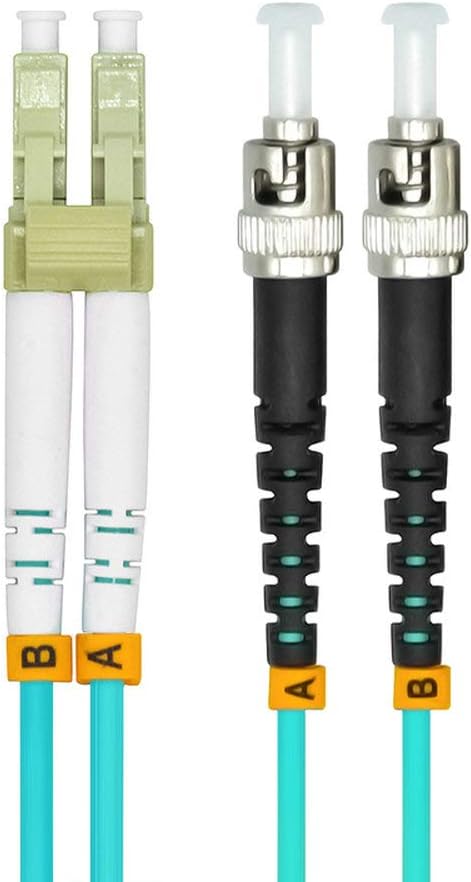 Jeirdus 30Meters 100ft LC to ST Duplex 50/125 10G OM3 Multi-Mode Fiber Optic Cable Jumper Optical Patch Cord LC-ST