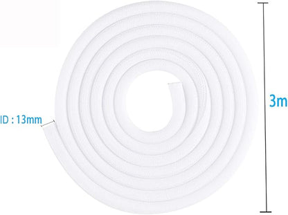 QCSIW 1/2" x 10ft Black/White Cable Sleeve - Protects Cords from Pets & Organizes Wires - Modern Style - Polyester Material - Flame Retardant - Easy to Use & Cut(White, 1/2"-10ft)