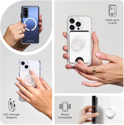 PopSockets Phone Grip for MagSafe with Kickstand, Magnetic Stand, Swappable Top, Secure Hold for iPhone MagSafe Cases, Phone & Tablet Grip - Orange Zest