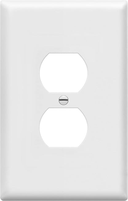 ENERLITES Duplex Receptacle Outlet Wall Plate, Jumbo Outlet Covers, Gloss Finish, Oversized 1-Gang 5.5" x 3.5", Polycarbonate Thermoplastic, 8821O-W, White