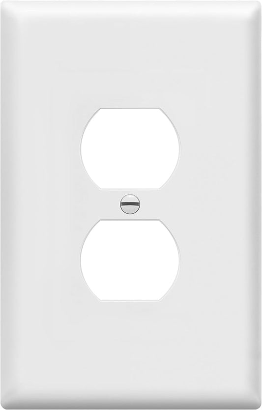 ENERLITES Duplex Receptacle Outlet Wall Plate, Jumbo Outlet Covers, Gloss Finish, Oversized 1-Gang 5.5" x 3.5", Polycarbonate Thermoplastic, 8821O-W, White