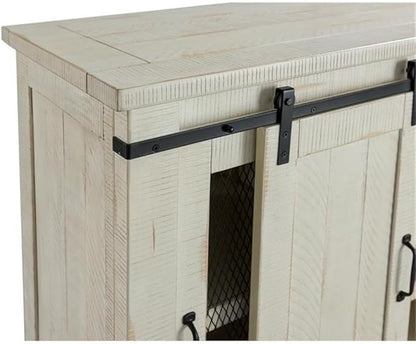 Martin Svensson Home Rustic 65” Solid Wood TV Stand with Storage, All Antique White