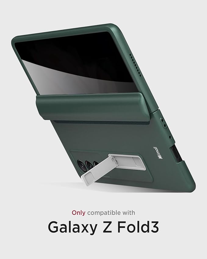 Miimall for Samsung Galaxy Z Fold 3 Case with Privacy Screen Protector, Built-in Adjustable Kickstand & Magnetic Hinge Protection All-Inclusive Protective Case for Galaxy Z Fold 3 5G Green