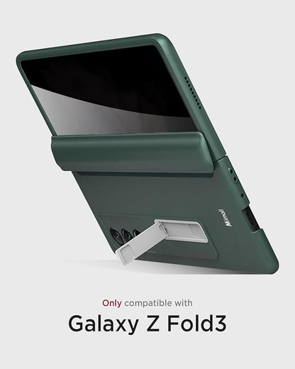 Miimall for Samsung Galaxy Z Fold 3 Case with Privacy Screen Protector, Built-in Adjustable Kickstand & Magnetic Hinge Protection All-Inclusive Protective Case for Galaxy Z Fold 3 5G Green