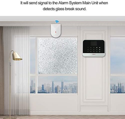 HEEPDD Glass Break Shock Detector, Security Window Sensor with 9 Meters Range, Wall Mount, Ceiling Compatible for Home Protection System