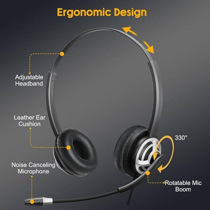 MAIRDI USB Headset With Microphone for Computer, PC, Laptop - Noise Canceling for Teams, Zoom, Office, Call Center, VoIP Phone Calls - Dictation for Dragon Voice Recognition