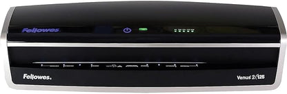 Fellowes Laminator Venus 2 125, Rapid 30-60 Second Warm-up Laminating Machine, with Laminating Pouches Kit (5734801), Black, Silver, 5.1" x 21.3" x 8.2"