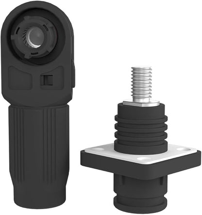 1 Set Battery Energy Storage Connector, Quick Plug Terminal High Current Connectors Right Angle Plug and Socket IP67 Waterproof Power Connector Stud Wiring Method 200A 50mm² (200A, Black)