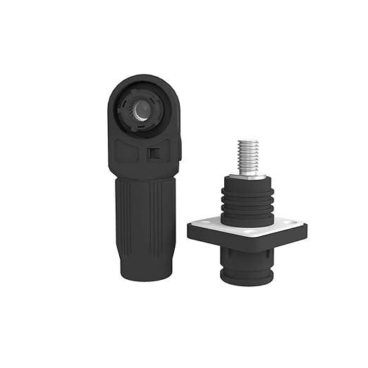 300A Battery Energy Storage Connector, 95mm² High Current Connectors IP67 Waterproof Stud Wiring Power Adapter Quick Plug Terminal Right Angle Plug and Socket (1500V Black+Orange)