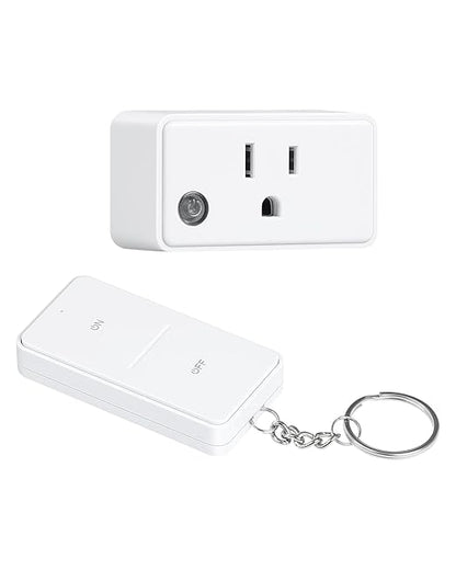 TREEWELL Remote Control Outlet, 200FT Long Range Wireless Light Switch, Mini Electrical Outlet Plug, 15A/1875W High-Power for Lamps, Lights, Household Appliances, FCC & ETL Listed