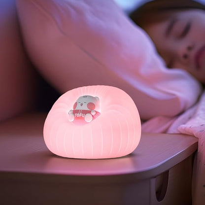 ICARER FAMILY Night Light for Bedroom, Rechargeable LED Lamp with Adjustable Brightness and Automatic Shut-Off, Soft Silicone Design, Touch Control, Gift for Infants, Toddlers, Girls, and Boys