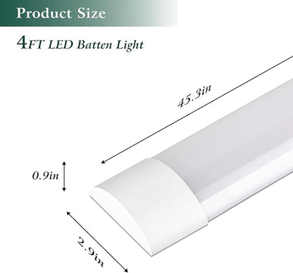 colmeguna 1 Packs 4FT LED Batten Light, Ultra-Thin Slim Ceiling Surface Mounted Light, 40W, 4000K, IP20, LED Ceiling Lamp for Garage, Shop, Hallway, Office, Market