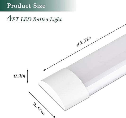 colmeguna 1 Packs 4FT LED Batten Light, Ultra-Thin Slim Ceiling Surface Mounted Light, 40W, 4000K, IP20, LED Ceiling Lamp for Garage, Shop, Hallway, Office, Market