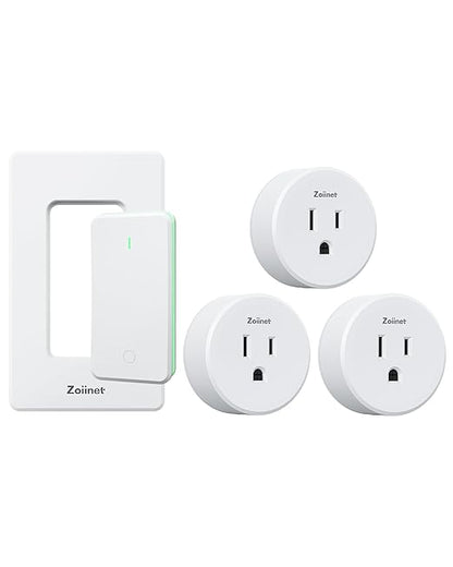 Zoiinet Remote Control Outlet Plug Switch, Buckle Design & Removable Wireless Light Switch, 300 ft, 15A/1500W, Programmable, for Household Appliances(3 Pack)