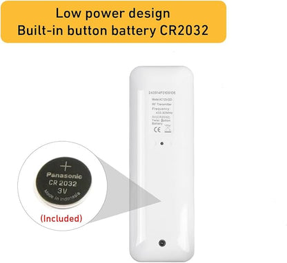 AC123-02 2 Channel Controller, RF433.92 Transmitter, Motorized Roller Shade Accessories for Motorized Blinds & Shades - White