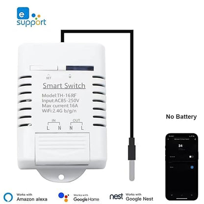 Yitouniu EWeLink Wireless Remote TH16 Switch WiFi Smart 16A Temperature Controller Sensor Module,with Energy Consumption Monitoring, Compatible with Alexa Google Home