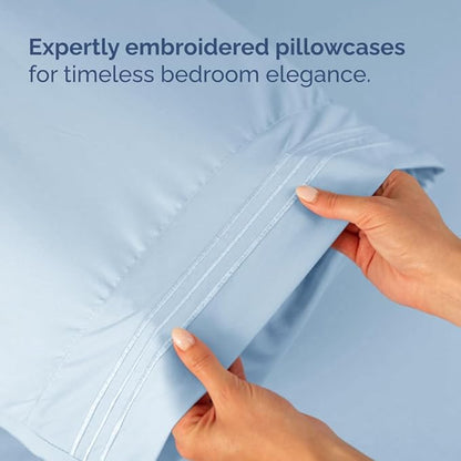 Split Head King Sheet Set – 4 Piece Flex Split Top King Sheets for Adjustable Beds - Fits 14” to 16" Mattress w/ Deep Pockets - Soft, Breathable & Cooling - Luxury Bedding and Wrinkle Free - Sky Blue