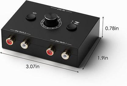 Dingsun Bi-Directional 2-Way RCA Stereo Audio Switch Audio Signal Source Switcher Selector Splitter Box for DVD/Blu-ray Players etc. (2 Input-1 Output /1 Input-2 Output)