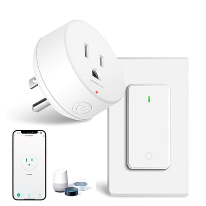 WiFi Smart Outlet Plug with Remote,GreenCycle Electric Smart Plug with Wall Switch,Compatible with Alexa and Google Home via Tuya,15A/1500W，Remote Control from Anywhere,TUV FCC List(2.4G)
