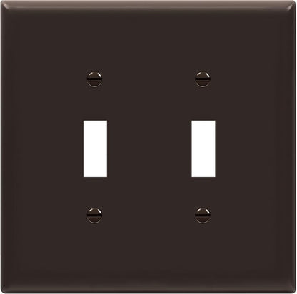 ENERLITES Toggle Light Switch Wall Plate, Gloss Finish, Midway Size 2-Gang 4.88" x 4.92", Unbreakable Polycarbonate Thermoplastic, UL Listed, 8812M-BR, Brown