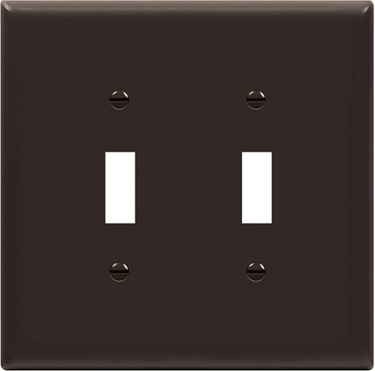 ENERLITES Toggle Light Switch Wall Plate, Gloss Finish, Midway Size 2-Gang 4.88" x 4.92", Unbreakable Polycarbonate Thermoplastic, UL Listed, 8812M-BR, Brown