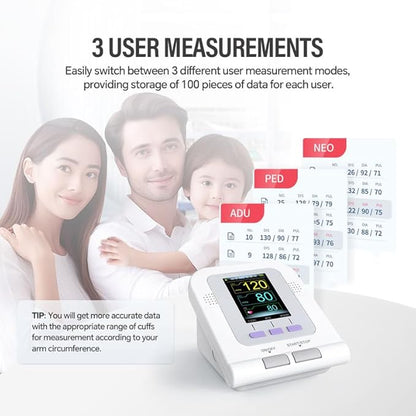 CONTEC Blood Pressure Monitor Upper Arm Cuff 3 Size Cuffs 300 Sets Memory Families use